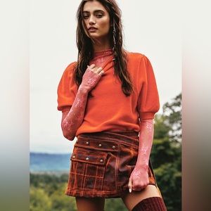 Free People Say My Name Flocked Mini Skirt